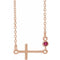 14K Rose Natural Pink Tourmaline Sideways Cross 16-18