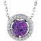 Sterling Silver Imitation Amethyst & .05 CTW Natural Diamond Halo-Style 16