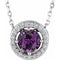 Platinum Lab-Grown Alexandrite & .05 CTW Natural Diamond Halo-Style 16