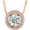 14K Rose Natural White Sapphire & .05 CTW Natural Diamond Halo-Style 16