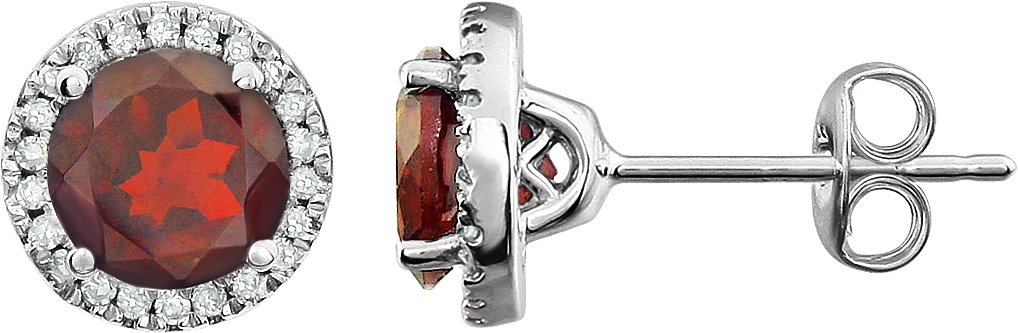 Round 4-Prong Halo-Style Birthstone Earrings