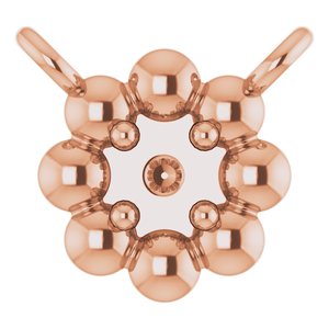 18K Rose 2 mm Round Beaded Youth Necklace Center Mounting