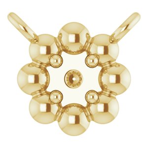 18K Yellow 2 mm Round Beaded Youth Necklace Center Mounting