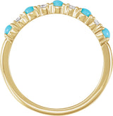 14K Yellow Gold Natural Turquoise & 1/8 CTW Natural Diamond Ring