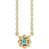 14K Yellow Natural Blue Zircon Beaded Youth 16" Necklace