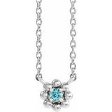 Platinum Natural Blue Zircon Beaded Youth 16" Necklace