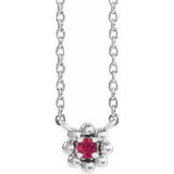 14K White Natural Ruby Beaded Youth 16" Necklace