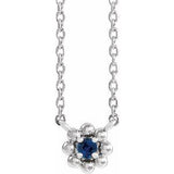 14K White Lab-Grown Blue Sapphire Beaded Youth 16" Necklace