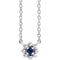 Sterling Silver Lab-Grown Blue Sapphire Beaded Youth 16