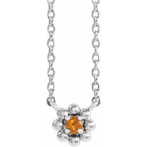Platinum Natural Citrine Beaded Youth 16" Necklace