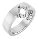 14K White 7x5 mm Oval Asymmetric Solitaire Ring Mounting