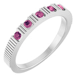 Platinum Natural Pink Tourmaline Stackable Ring