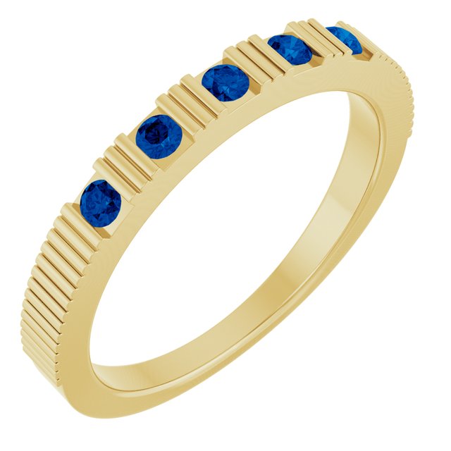 14K Yellow Lab-Grown Blue Sapphire Stackable Ring