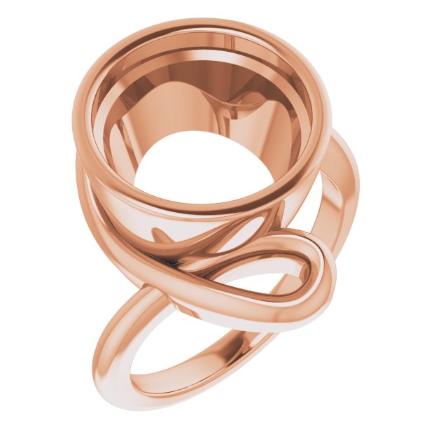 18K Rose 12 mm Round Ring Mounting