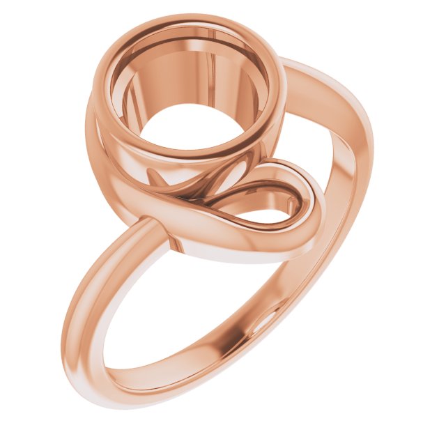 14K Rose 7.4 mm Round Ring Mounting
