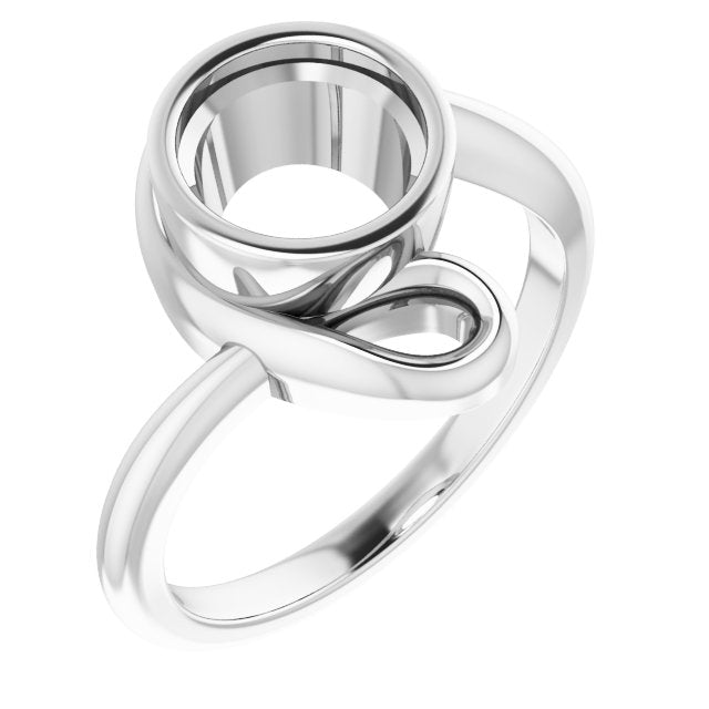 14K White 7.4 mm Round Ring Mounting