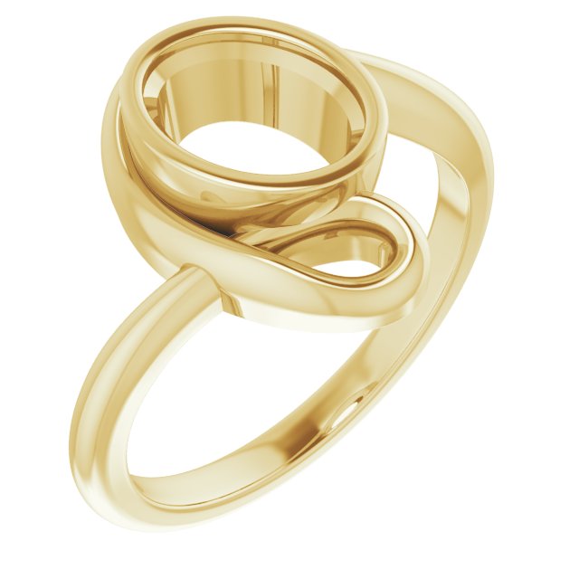 18K Yellow 8x6 mm Oval Ring Mounting