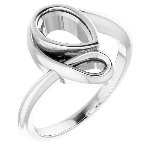 10K White 8x5 mm Pear Ring Mounting