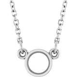 14K White 4.1 mm Round Bezel-Set Solitaire 18" Necklace Mounting