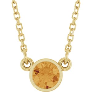 14K Yellow Natural Citrine Solitaire 16" Necklace
