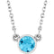 Rhodium-Plated Sterling Silver Imitation Aquamarine Solitaire 16