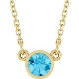 14K Yellow Natural Aquamarine Solitaire 16" Necklace