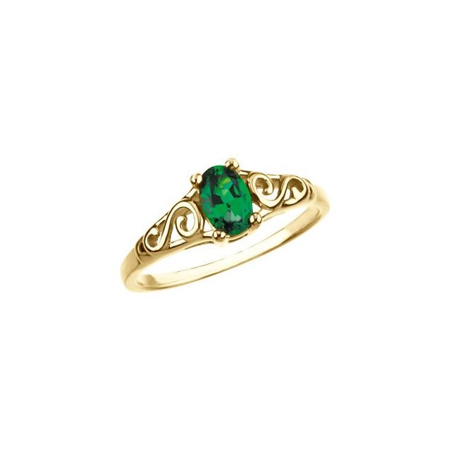 14K Yellow May Imitation Birthstone Ring