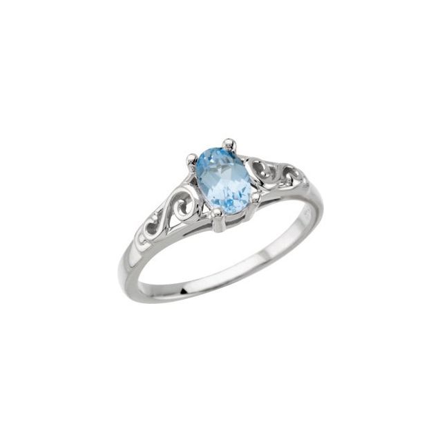 14KW March Imitation Birthstone Ring