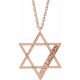 14K Rose Gold-Plated Sterling Silver Personalized Imitation Diamond Star of David 18" Necklace