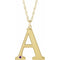 14K Yellow Gold-Plated Sterling Silver Engravable Imitation Amethyst Initial A 18