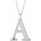 14K White Engravable Imitation Alexandrite Initial A 18
