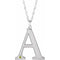 10K White Engravable Imitation Peridot Initial A 18