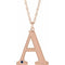 14K Rose Gold-Plated Sterling Silver Engravable Imitation Blue Sapphire Initial A 18