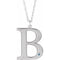 Rhodium-Plated Sterling Silver Engravable Imitation Aquamarine Initial B 18