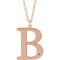 14K Rose Engravable Imitation Aquamarine Initial B 18