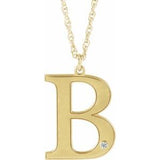 10K Yellow Engravable Imitation Diamond Initial B 18" Necklace