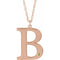 14K Rose Gold-Plated Sterling Silver Engravable Imitation Peridot Initial B 18