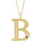 14K Yellow Engravable Imitation Blue Sapphire Initial B 18