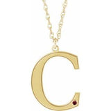 14K Yellow Gold-Plated Sterling Silver Engravable Imitation Mozambique Garnet Initial C 18" Necklace