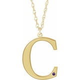 10K Yellow Engravable Imitation Amethyst Initial C 18" Necklace