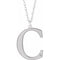 Rhodium-Plated Sterling Silver Engravable Imitation Diamond Initial C 18