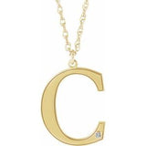 14K Yellow Engravable Imitation Diamond Initial C 18" Necklace