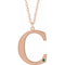 14K Rose Gold-Plated Sterling Silver Engravable Imitation Emerald Initial C 18