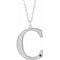 Rhodium-Plated Sterling Silver Engravable Imitation Alexandrite Initial C 18