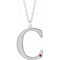 14K White Engravable Imitation Ruby Initial C 18