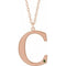 14K Rose Gold-Plated Sterling Silver Engravable Imitation Peridot Initial C 18