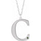14K White Engravable Imitation Peridot Initial C 18