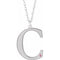 10K White Engravable Imitation Pink Tourmaline Initial C 18