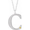 Rhodium-Plated Sterling Silver Engravable Imitation Citrine Initial C 18