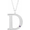 Rhodium-Plated Sterling Silver Engravable Imitation Amethyst Initial D 18